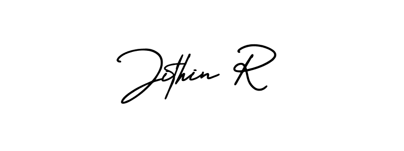 The best way (AmerikaSignatureDemo-Regular) to make a short signature is to pick only two or three words in your name. The name Jithin R include a total of six letters. For converting this name. Jithin R signature style 3 images and pictures png