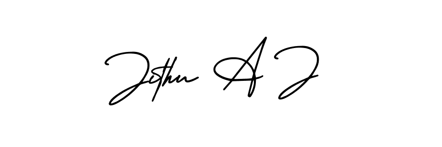 How to make Jithu A J name signature. Use AmerikaSignatureDemo-Regular style for creating short signs online. This is the latest handwritten sign. Jithu A J signature style 3 images and pictures png