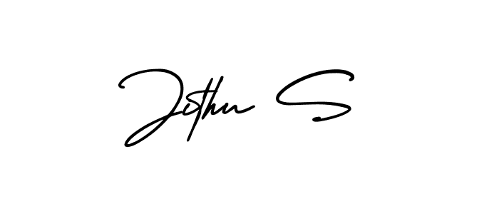 Use a signature maker to create a handwritten signature online. With this signature software, you can design (AmerikaSignatureDemo-Regular) your own signature for name Jithu S. Jithu S signature style 3 images and pictures png