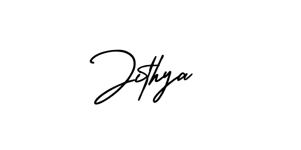 How to make Jithya name signature. Use AmerikaSignatureDemo-Regular style for creating short signs online. This is the latest handwritten sign. Jithya signature style 3 images and pictures png