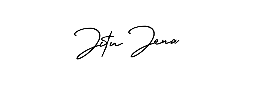 You should practise on your own different ways (AmerikaSignatureDemo-Regular) to write your name (Jitu Jena) in signature. don't let someone else do it for you. Jitu Jena signature style 3 images and pictures png