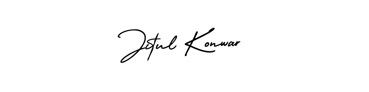 The best way (AmerikaSignatureDemo-Regular) to make a short signature is to pick only two or three words in your name. The name Jitul Konwar include a total of six letters. For converting this name. Jitul Konwar signature style 3 images and pictures png