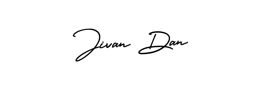 You should practise on your own different ways (AmerikaSignatureDemo-Regular) to write your name (Jivan Dan) in signature. don't let someone else do it for you. Jivan Dan signature style 3 images and pictures png