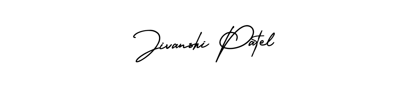You should practise on your own different ways (AmerikaSignatureDemo-Regular) to write your name (Jivanshi Patel) in signature. don't let someone else do it for you. Jivanshi Patel signature style 3 images and pictures png