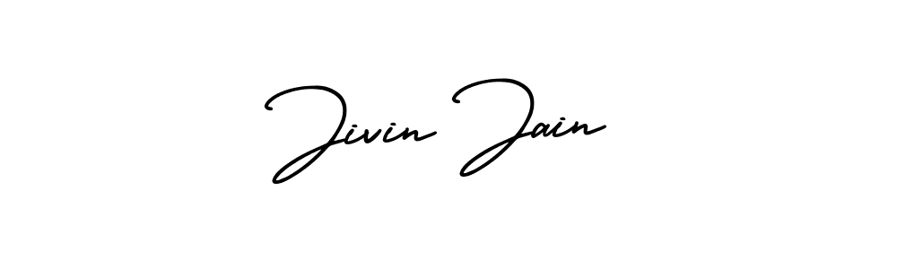 How to make Jivin Jain name signature. Use AmerikaSignatureDemo-Regular style for creating short signs online. This is the latest handwritten sign. Jivin Jain signature style 3 images and pictures png