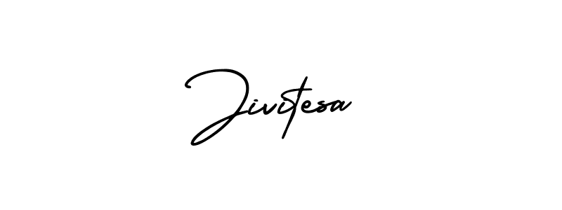 You should practise on your own different ways (AmerikaSignatureDemo-Regular) to write your name (Jivitesa) in signature. don't let someone else do it for you. Jivitesa signature style 3 images and pictures png