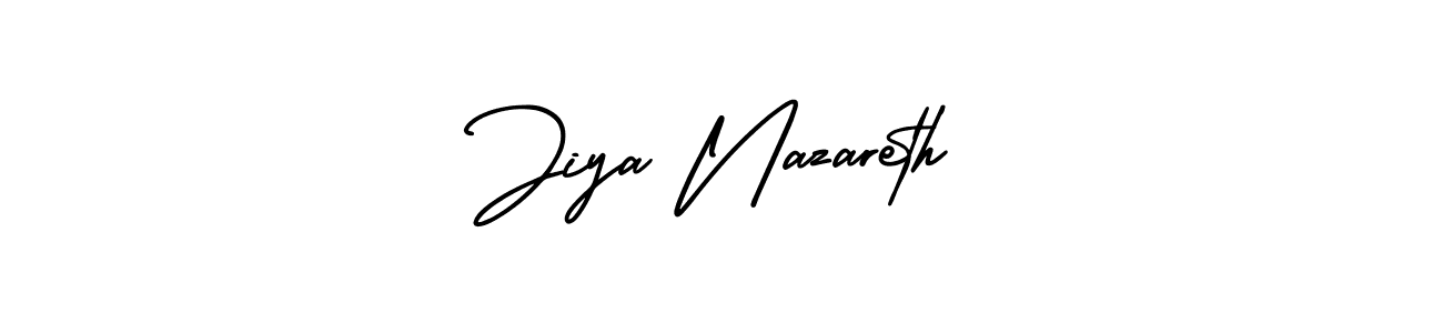 The best way (AmerikaSignatureDemo-Regular) to make a short signature is to pick only two or three words in your name. The name Jiya Nazareth include a total of six letters. For converting this name. Jiya Nazareth signature style 3 images and pictures png