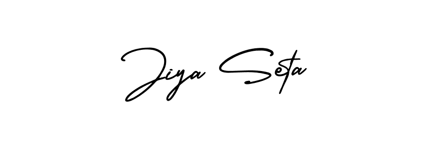 This is the best signature style for the Jiya Seta name. Also you like these signature font (AmerikaSignatureDemo-Regular). Mix name signature. Jiya Seta signature style 3 images and pictures png