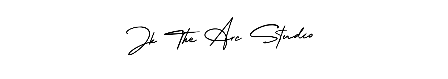 You should practise on your own different ways (AmerikaSignatureDemo-Regular) to write your name (Jk The Arc Studio) in signature. don't let someone else do it for you. Jk The Arc Studio signature style 3 images and pictures png