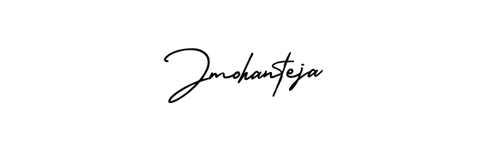 You should practise on your own different ways (AmerikaSignatureDemo-Regular) to write your name (Jmohanteja) in signature. don't let someone else do it for you. Jmohanteja signature style 3 images and pictures png
