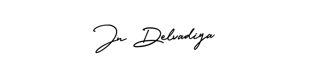 This is the best signature style for the Jn Delvadiya name. Also you like these signature font (AmerikaSignatureDemo-Regular). Mix name signature. Jn Delvadiya signature style 3 images and pictures png