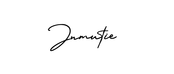 The best way (AmerikaSignatureDemo-Regular) to make a short signature is to pick only two or three words in your name. The name Jnmutie include a total of six letters. For converting this name. Jnmutie signature style 3 images and pictures png