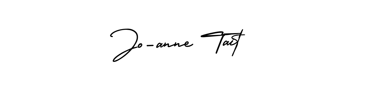 You should practise on your own different ways (AmerikaSignatureDemo-Regular) to write your name (Jo-anne Tait) in signature. don't let someone else do it for you. Jo-anne Tait signature style 3 images and pictures png