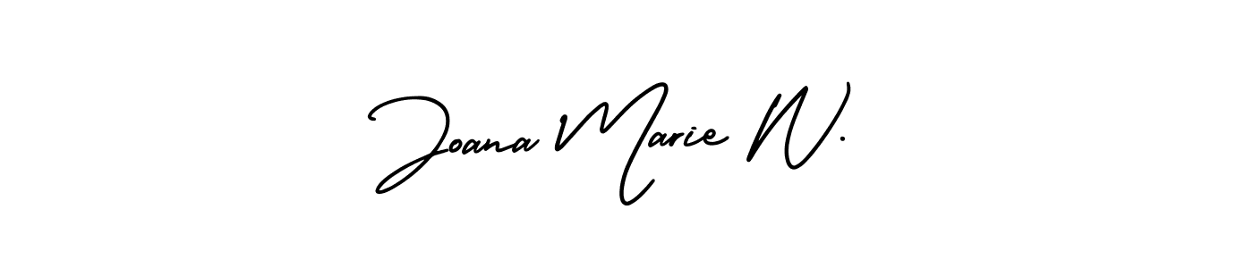 AmerikaSignatureDemo-Regular is a professional signature style that is perfect for those who want to add a touch of class to their signature. It is also a great choice for those who want to make their signature more unique. Get Joana Marie W. name to fancy signature for free. Joana Marie W. signature style 3 images and pictures png