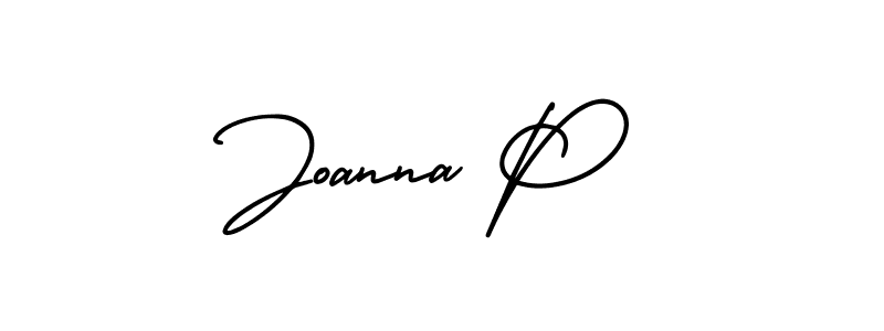 You should practise on your own different ways (AmerikaSignatureDemo-Regular) to write your name (Joanna P) in signature. don't let someone else do it for you. Joanna P signature style 3 images and pictures png