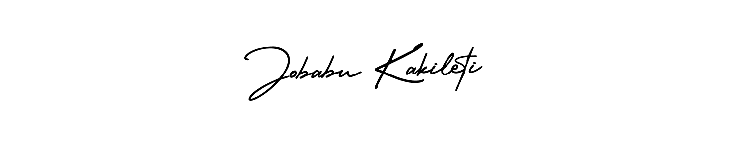 The best way (AmerikaSignatureDemo-Regular) to make a short signature is to pick only two or three words in your name. The name Jobabu Kakileti include a total of six letters. For converting this name. Jobabu Kakileti signature style 3 images and pictures png