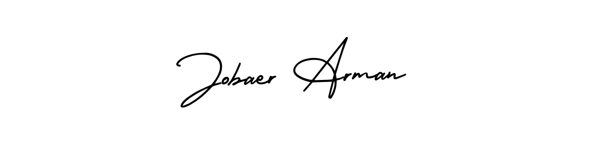 You should practise on your own different ways (AmerikaSignatureDemo-Regular) to write your name (Jobaer Arman) in signature. don't let someone else do it for you. Jobaer Arman signature style 3 images and pictures png
