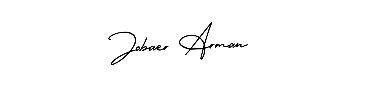 You should practise on your own different ways (AmerikaSignatureDemo-Regular) to write your name (Jobaer Arman) in signature. don't let someone else do it for you. Jobaer Arman signature style 3 images and pictures png