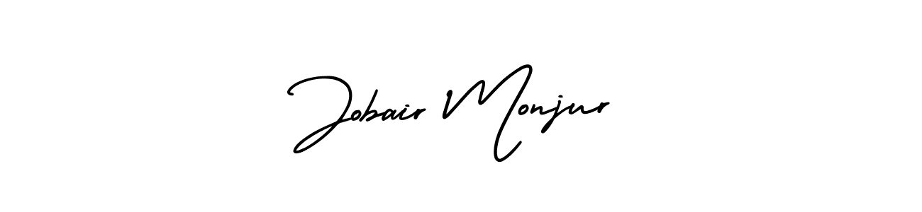 The best way (AmerikaSignatureDemo-Regular) to make a short signature is to pick only two or three words in your name. The name Jobair Monjur include a total of six letters. For converting this name. Jobair Monjur signature style 3 images and pictures png