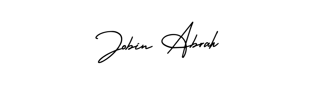 How to make Jobin Abrah name signature. Use AmerikaSignatureDemo-Regular style for creating short signs online. This is the latest handwritten sign. Jobin Abrah signature style 3 images and pictures png