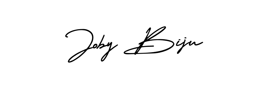 The best way (AmerikaSignatureDemo-Regular) to make a short signature is to pick only two or three words in your name. The name Joby Biju include a total of six letters. For converting this name. Joby Biju signature style 3 images and pictures png