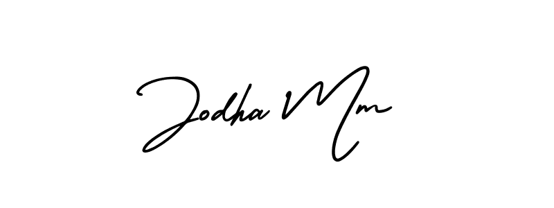 How to make Jodha Mm name signature. Use AmerikaSignatureDemo-Regular style for creating short signs online. This is the latest handwritten sign. Jodha Mm signature style 3 images and pictures png