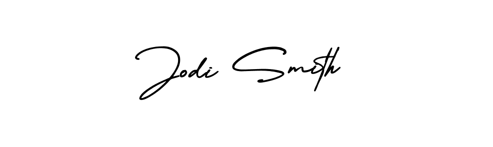 You should practise on your own different ways (AmerikaSignatureDemo-Regular) to write your name (Jodi Smith) in signature. don't let someone else do it for you. Jodi Smith signature style 3 images and pictures png