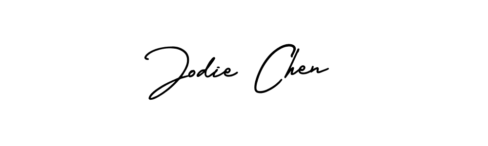 How to make Jodie Chen name signature. Use AmerikaSignatureDemo-Regular style for creating short signs online. This is the latest handwritten sign. Jodie Chen signature style 3 images and pictures png