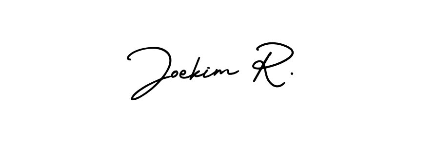 This is the best signature style for the Joekim R. name. Also you like these signature font (AmerikaSignatureDemo-Regular). Mix name signature. Joekim R. signature style 3 images and pictures png