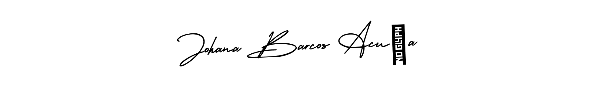 The best way (AmerikaSignatureDemo-Regular) to make a short signature is to pick only two or three words in your name. The name Johana Barcos Acuña include a total of six letters. For converting this name. Johana Barcos Acuña signature style 3 images and pictures png