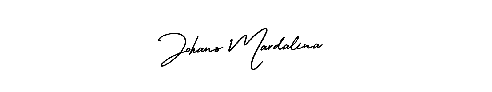 The best way (AmerikaSignatureDemo-Regular) to make a short signature is to pick only two or three words in your name. The name Johans Mardalina include a total of six letters. For converting this name. Johans Mardalina signature style 3 images and pictures png