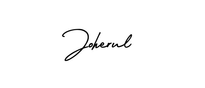 Design your own signature with our free online signature maker. With this signature software, you can create a handwritten (AmerikaSignatureDemo-Regular) signature for name Joherul. Joherul signature style 3 images and pictures png