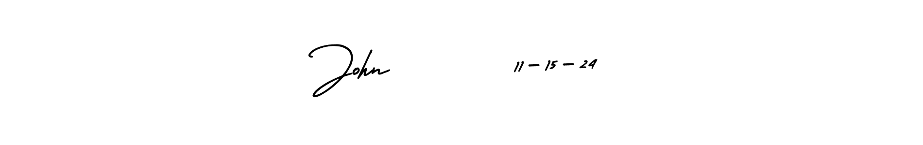 You should practise on your own different ways (AmerikaSignatureDemo-Regular) to write your name (John       11-15-24) in signature. don't let someone else do it for you. John       11-15-24 signature style 3 images and pictures png