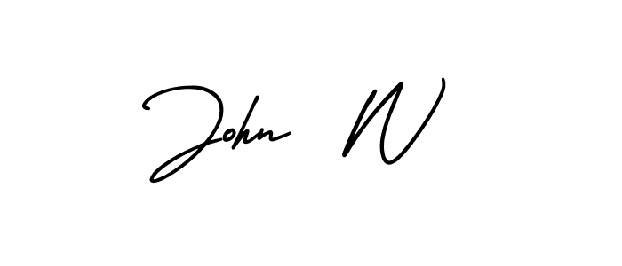 You should practise on your own different ways (AmerikaSignatureDemo-Regular) to write your name (John  W) in signature. don't let someone else do it for you. John  W signature style 3 images and pictures png