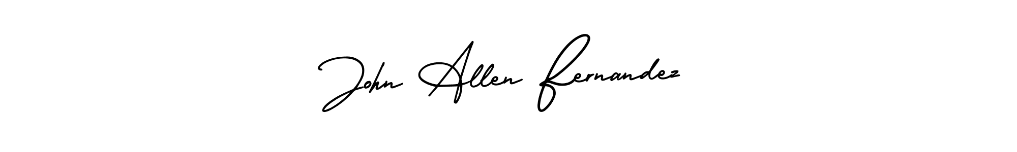 You should practise on your own different ways (AmerikaSignatureDemo-Regular) to write your name (John Allen Fernandez) in signature. don't let someone else do it for you. John Allen Fernandez signature style 3 images and pictures png