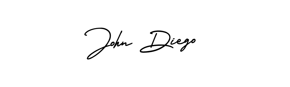 How to make John Diego name signature. Use AmerikaSignatureDemo-Regular style for creating short signs online. This is the latest handwritten sign. John Diego signature style 3 images and pictures png