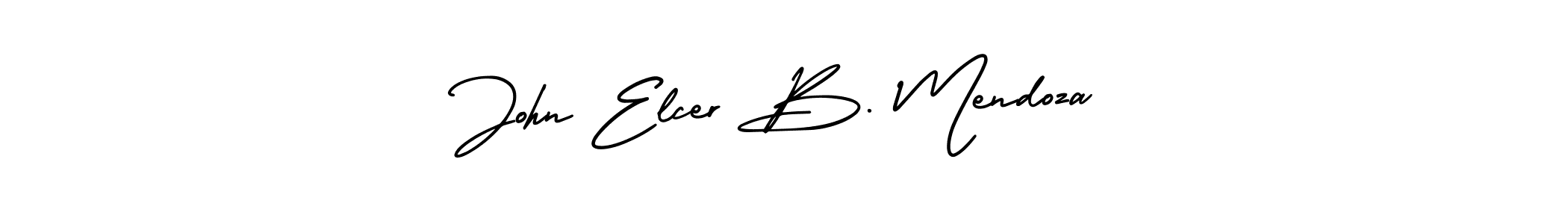 You should practise on your own different ways (AmerikaSignatureDemo-Regular) to write your name (John Elcer B. Mendoza) in signature. don't let someone else do it for you. John Elcer B. Mendoza signature style 3 images and pictures png