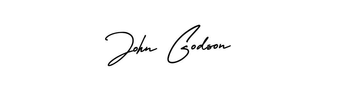 You should practise on your own different ways (AmerikaSignatureDemo-Regular) to write your name (John Godson) in signature. don't let someone else do it for you. John Godson signature style 3 images and pictures png