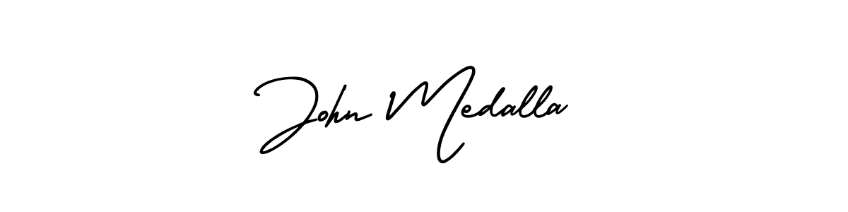 Use a signature maker to create a handwritten signature online. With this signature software, you can design (AmerikaSignatureDemo-Regular) your own signature for name John Medalla. John Medalla signature style 3 images and pictures png