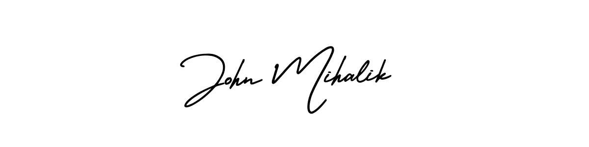 The best way (AmerikaSignatureDemo-Regular) to make a short signature is to pick only two or three words in your name. The name John Mihalik include a total of six letters. For converting this name. John Mihalik signature style 3 images and pictures png