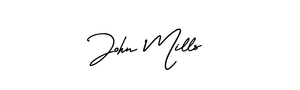 How to make John Mills name signature. Use AmerikaSignatureDemo-Regular style for creating short signs online. This is the latest handwritten sign. John Mills signature style 3 images and pictures png