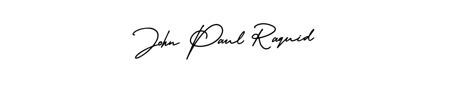 You should practise on your own different ways (AmerikaSignatureDemo-Regular) to write your name (John Paul Raquid) in signature. don't let someone else do it for you. John Paul Raquid signature style 3 images and pictures png