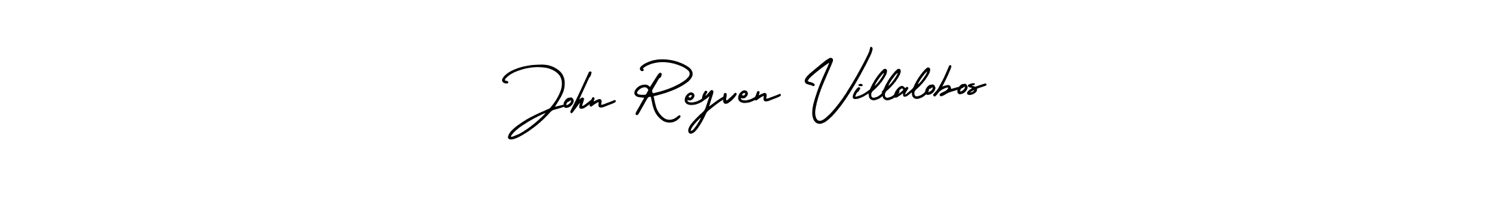 The best way (AmerikaSignatureDemo-Regular) to make a short signature is to pick only two or three words in your name. The name John Reyven Villalobos include a total of six letters. For converting this name. John Reyven Villalobos signature style 3 images and pictures png