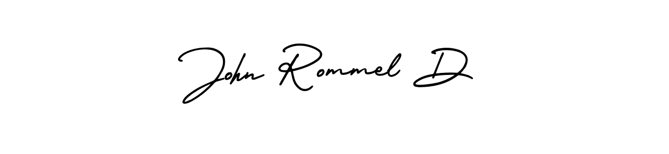 Similarly AmerikaSignatureDemo-Regular is the best handwritten signature design. Signature creator online .You can use it as an online autograph creator for name John Rommel D. John Rommel D signature style 3 images and pictures png