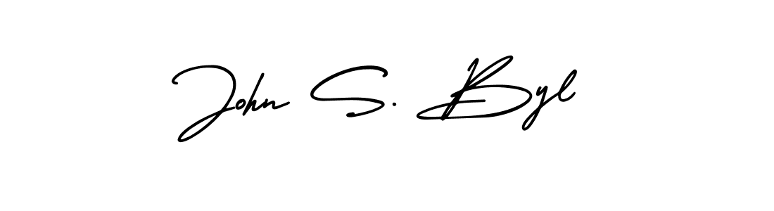 Use a signature maker to create a handwritten signature online. With this signature software, you can design (AmerikaSignatureDemo-Regular) your own signature for name John S. Byl. John S. Byl signature style 3 images and pictures png