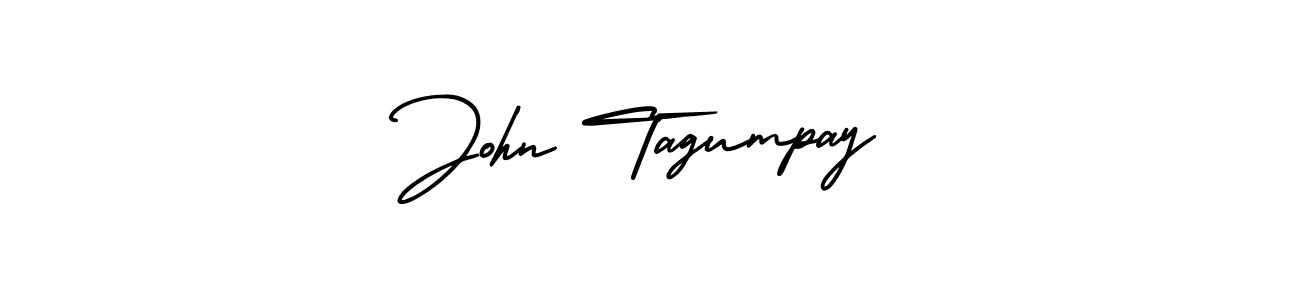 You should practise on your own different ways (AmerikaSignatureDemo-Regular) to write your name (John Tagumpay) in signature. don't let someone else do it for you. John Tagumpay signature style 3 images and pictures png