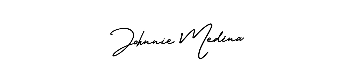 How to make Johnnie Medina name signature. Use AmerikaSignatureDemo-Regular style for creating short signs online. This is the latest handwritten sign. Johnnie Medina signature style 3 images and pictures png