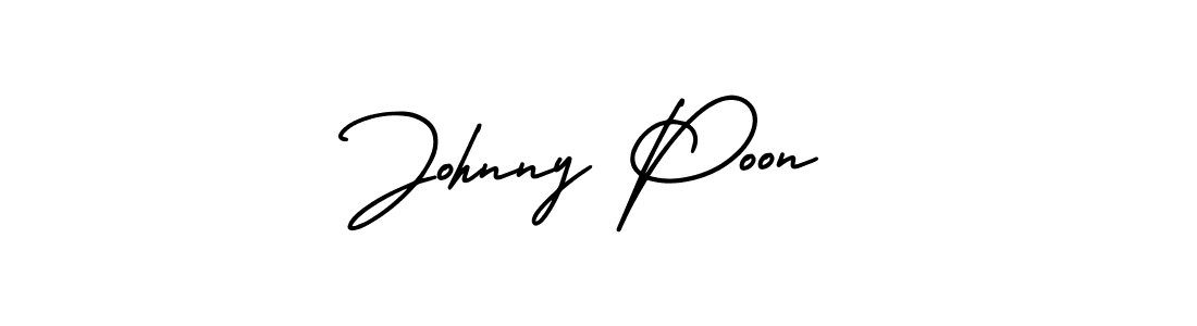 How to make Johnny Poon name signature. Use AmerikaSignatureDemo-Regular style for creating short signs online. This is the latest handwritten sign. Johnny Poon signature style 3 images and pictures png