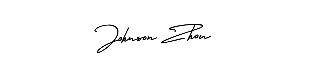 The best way (AmerikaSignatureDemo-Regular) to make a short signature is to pick only two or three words in your name. The name Johnson Zhou include a total of six letters. For converting this name. Johnson Zhou signature style 3 images and pictures png