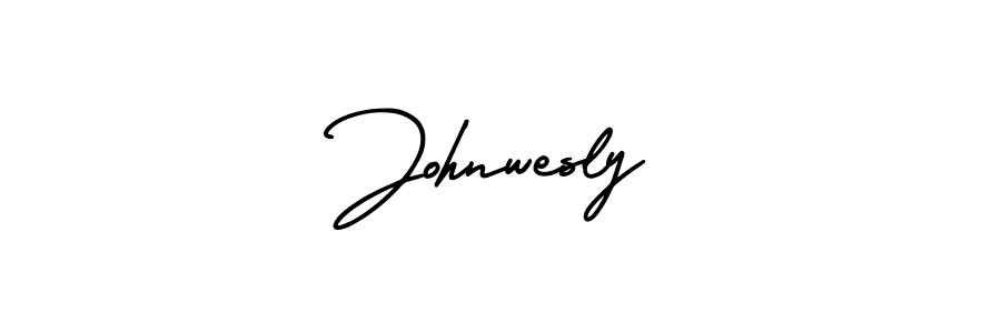 The best way (AmerikaSignatureDemo-Regular) to make a short signature is to pick only two or three words in your name. The name Johnwesly include a total of six letters. For converting this name. Johnwesly signature style 3 images and pictures png